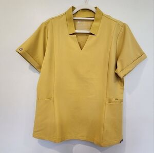 FIGS Gold Inala Slim Scrub Top Women's Size Large